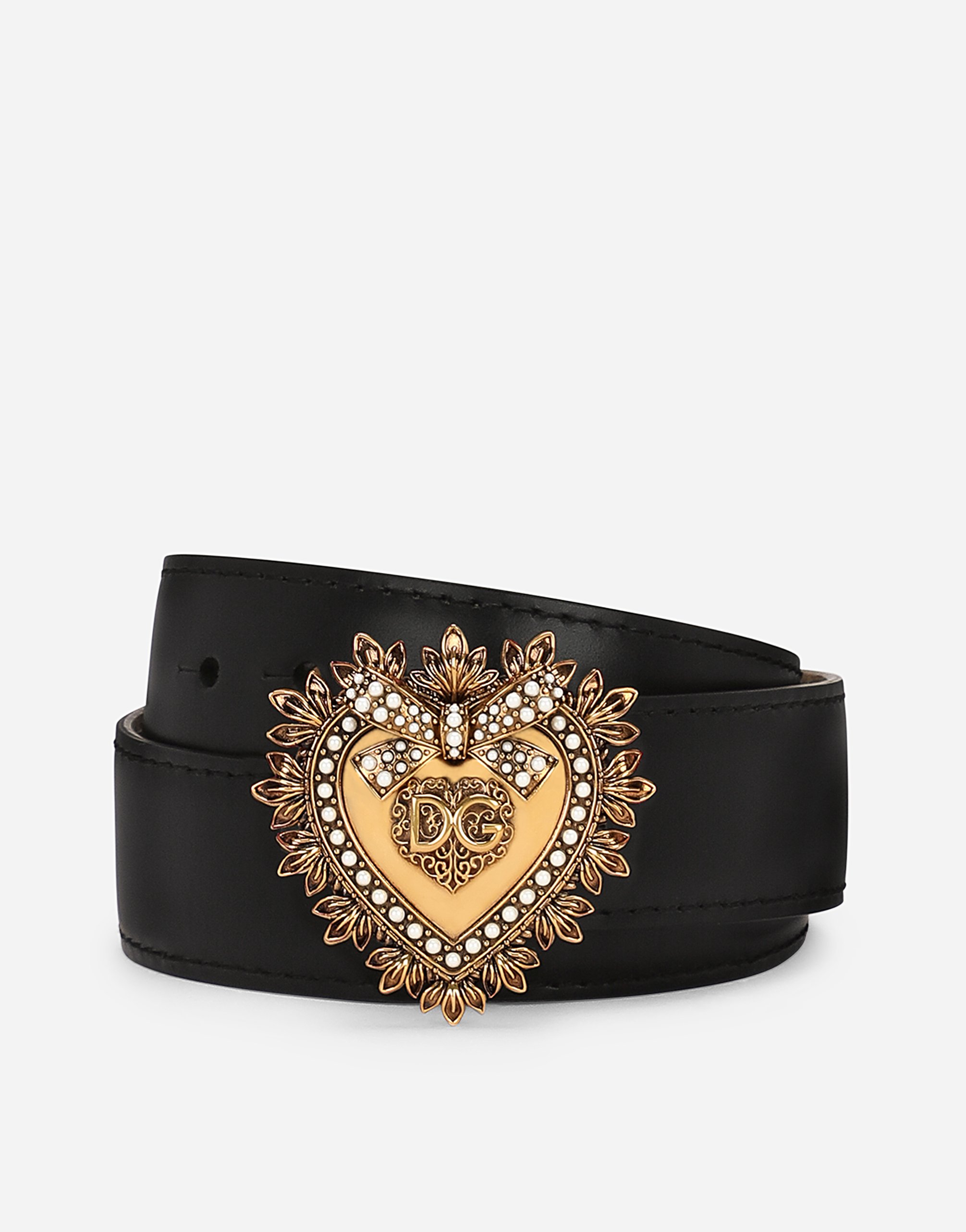 

Ремень devotion из роскошной кожи Dolce & Gabbana, черный