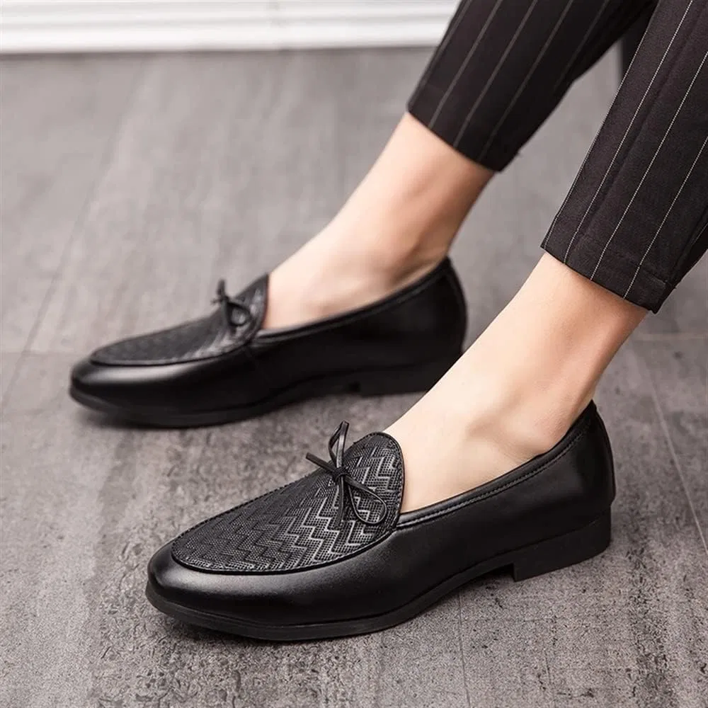 Лоферы кожаные Mens Loafers Tassel, черный SayfuR — фото 3