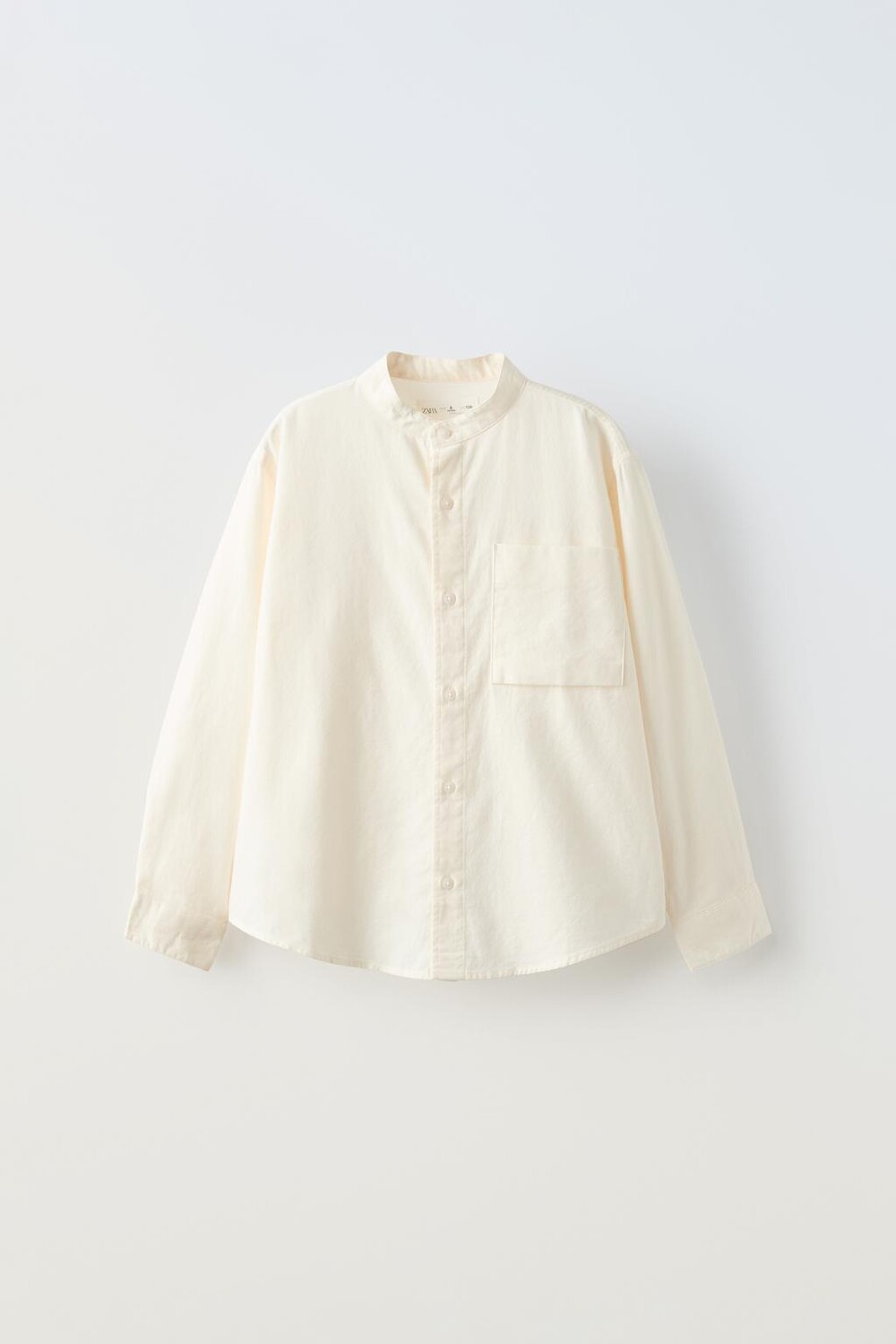 

Рубашка из твила с карманом ZARA, экрю