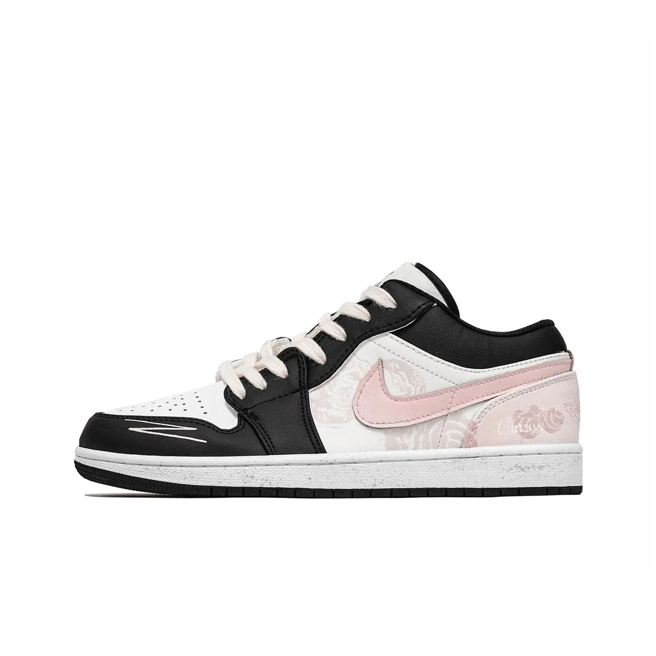 

Jordan Баскетбольные кроссовки Air 1 Chenchen, Love Of Rose с низкой амортизацией, винтажные, мужские, черно-розовые