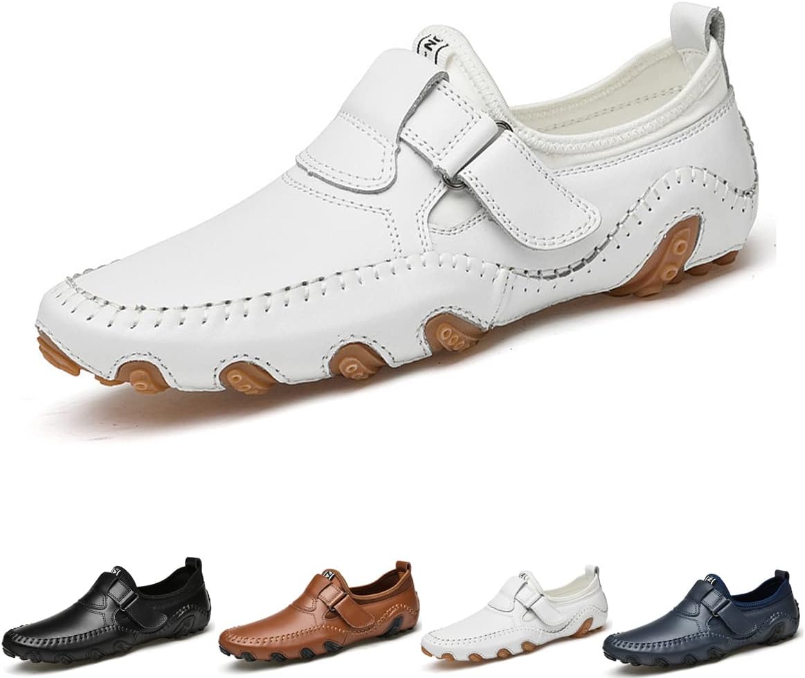 

Мужские повседневные низкие туфли Hopomart Italian Lefu, мягкие кожаные чукка-бутсы, дышащие нескользящие ходовые и водительские туфли, белый