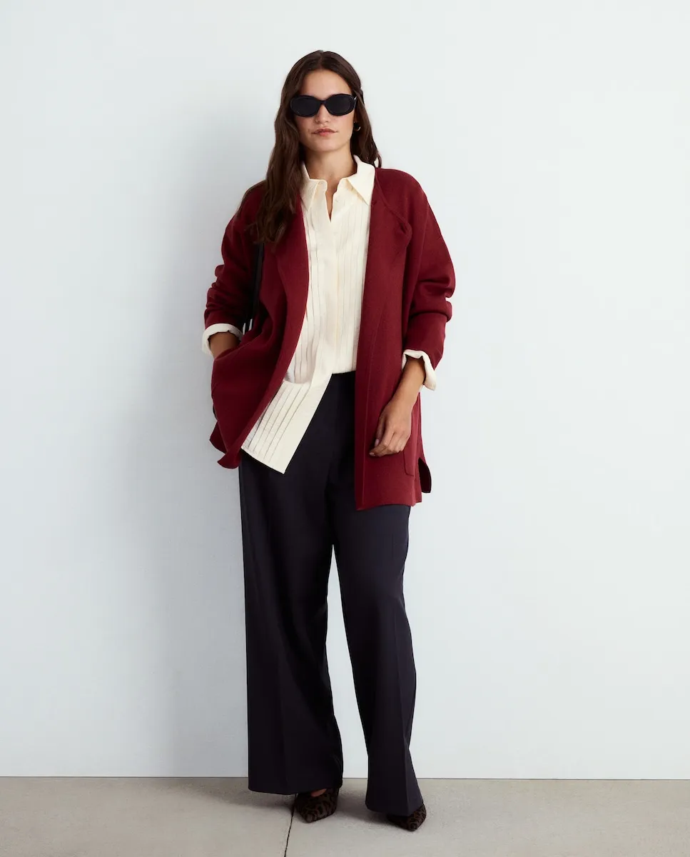 

Женский трикотажный кардиган на молнии однотонный Couchel, терракотовый