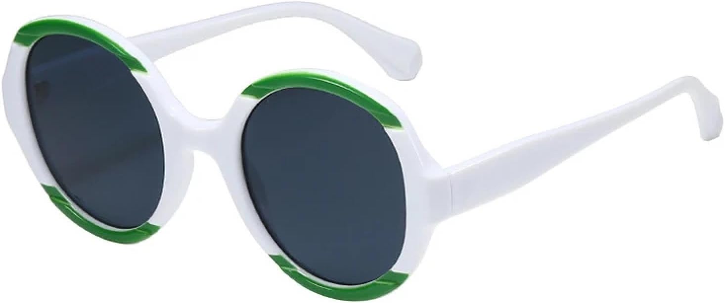 

Модные солнцезащитные очки в большой круглой оправе для мужчин и женщин, винтажные, класса люкс, для активного отдыха, путешествий и вождения, защита от УФ-излучения UV400 TKKTLLT, White Gray