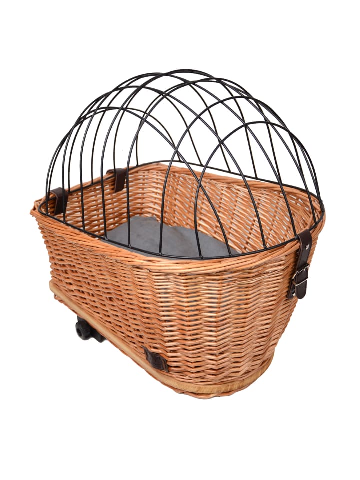 

UNUS Велосипедная корзина для собак, плетеная, с сетчатым чехлом, коричневого цвета