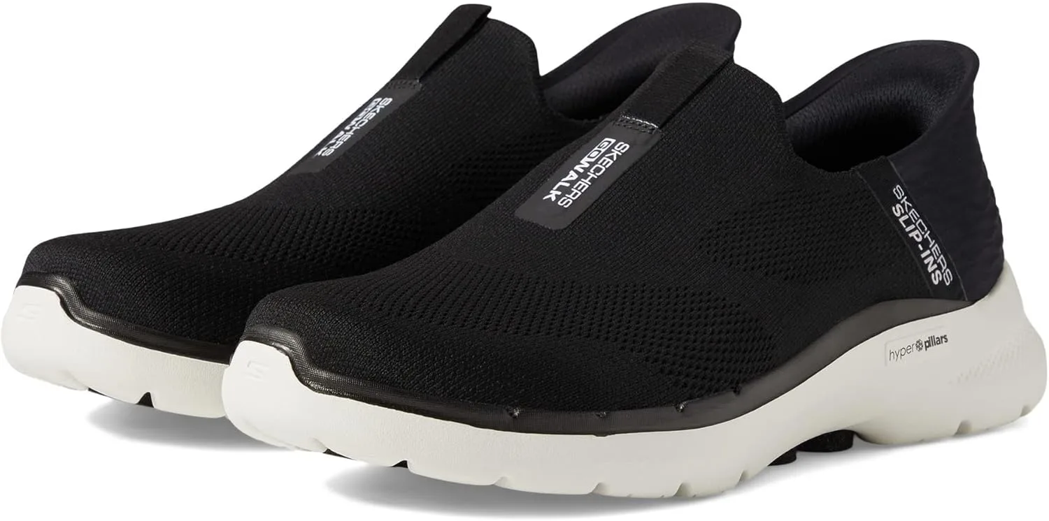 Слипоны Skechers Slip-ins: GO Walk 6 Easy On Slip-on Walking Trainers, белый/черный — фото 3
