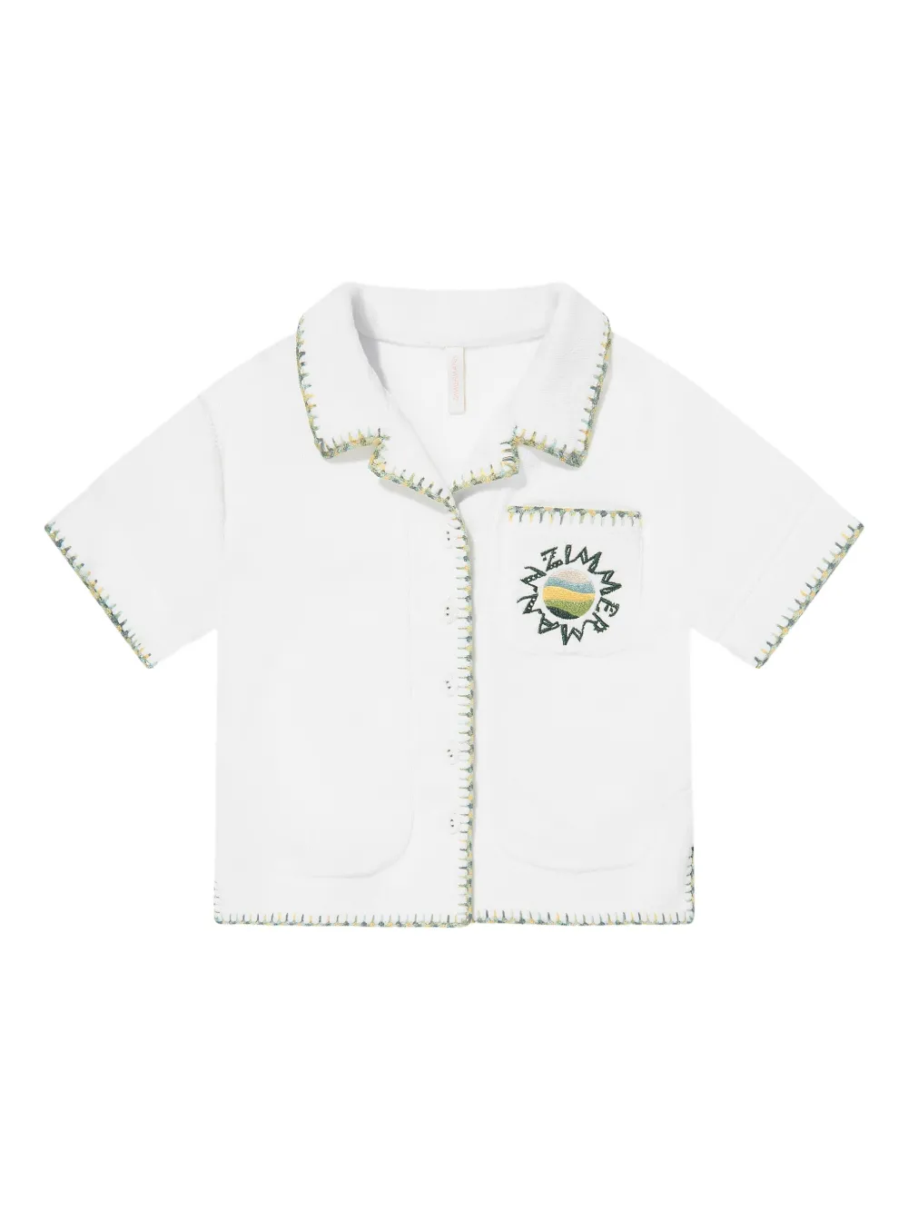 

Рубашка с вышитым карманом из сала ZIMMERMANN Kids, белый