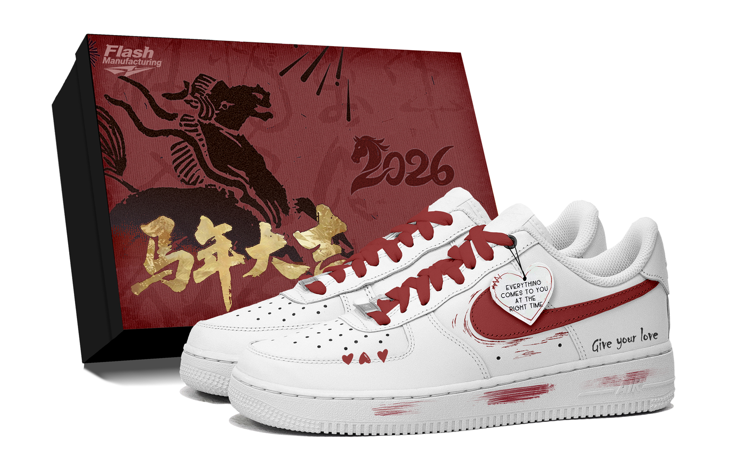 

Кроссовки для скейтбординга Air Force 1 Heartbeat For You, низкие, кожаные, противоскользящие, устойчивые к истиранию, в коробке Nike, красный белый