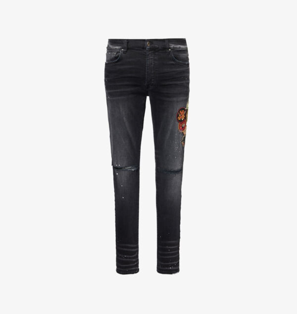 

Джинсы облегающего кроя с фирменным мотивом из смеси денима Amiri, черный