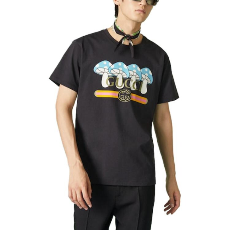 Футболка мужская Gucci Jersey с принтом, черный — фото 4
