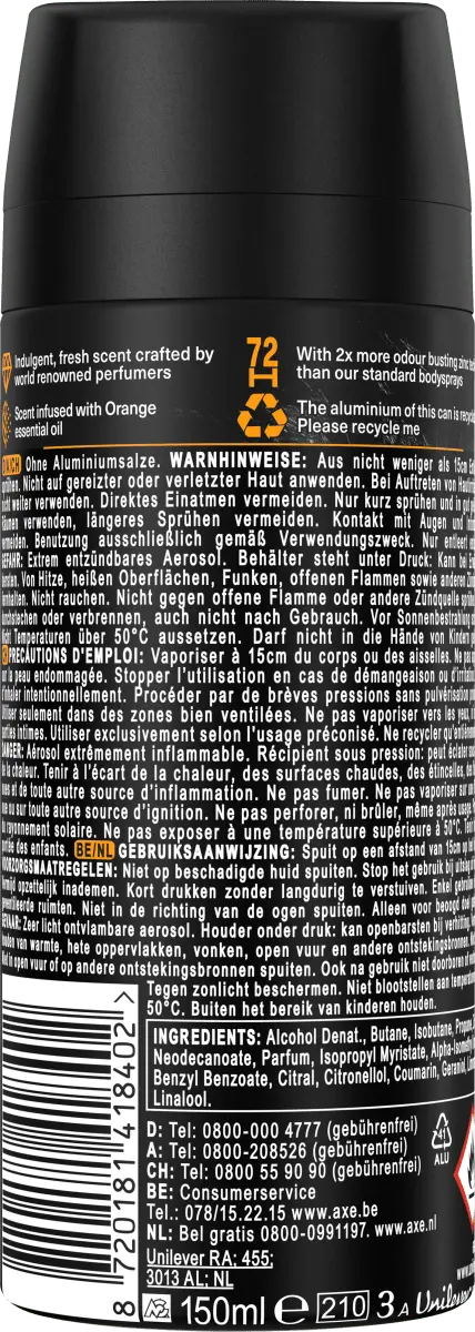 Спрей для тела Black Vanilla Orange  Аромат сандалового дерева 150мл AXE — фото 2