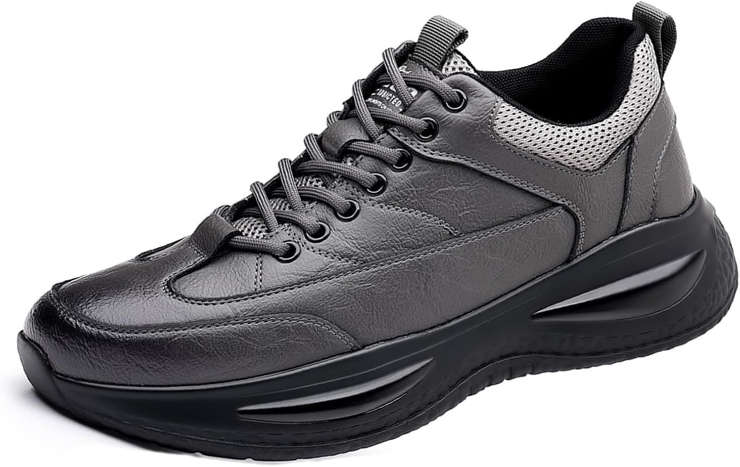 

Мужские кроссовки на платформе из кожи с шнуровкой, противоскользящие, удобные, с легкой мягкой подошвой для бега, с поддержкой свода стопы, повседневные кроссовки для джоггинга и тенниса Etoryoox, серый