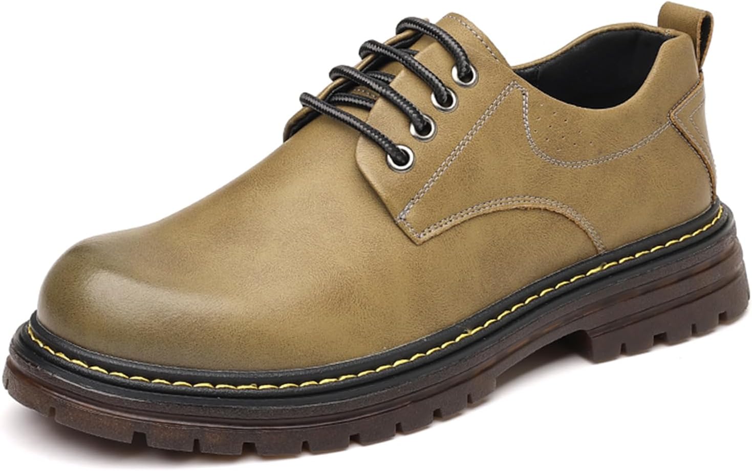 

Мужские винтажные кожаные оксфорды с круглым носком, модные комфортные туфли на шнуровке с противоскользящей подошвой, повседневные и офисные туфли дерби для работы и свадеб Nxnbhsl, серый