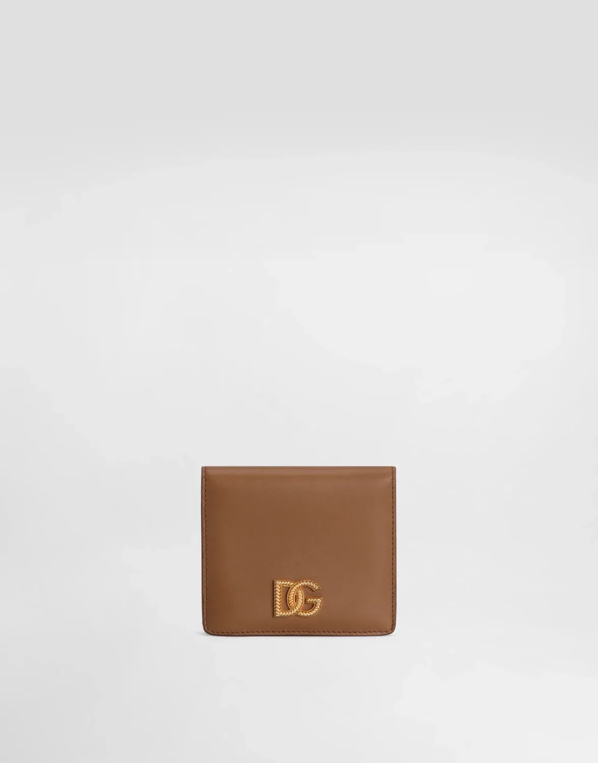 Кошелек из телячьей кожи с логотипом DG DOLCE & GABBANA, коричневый