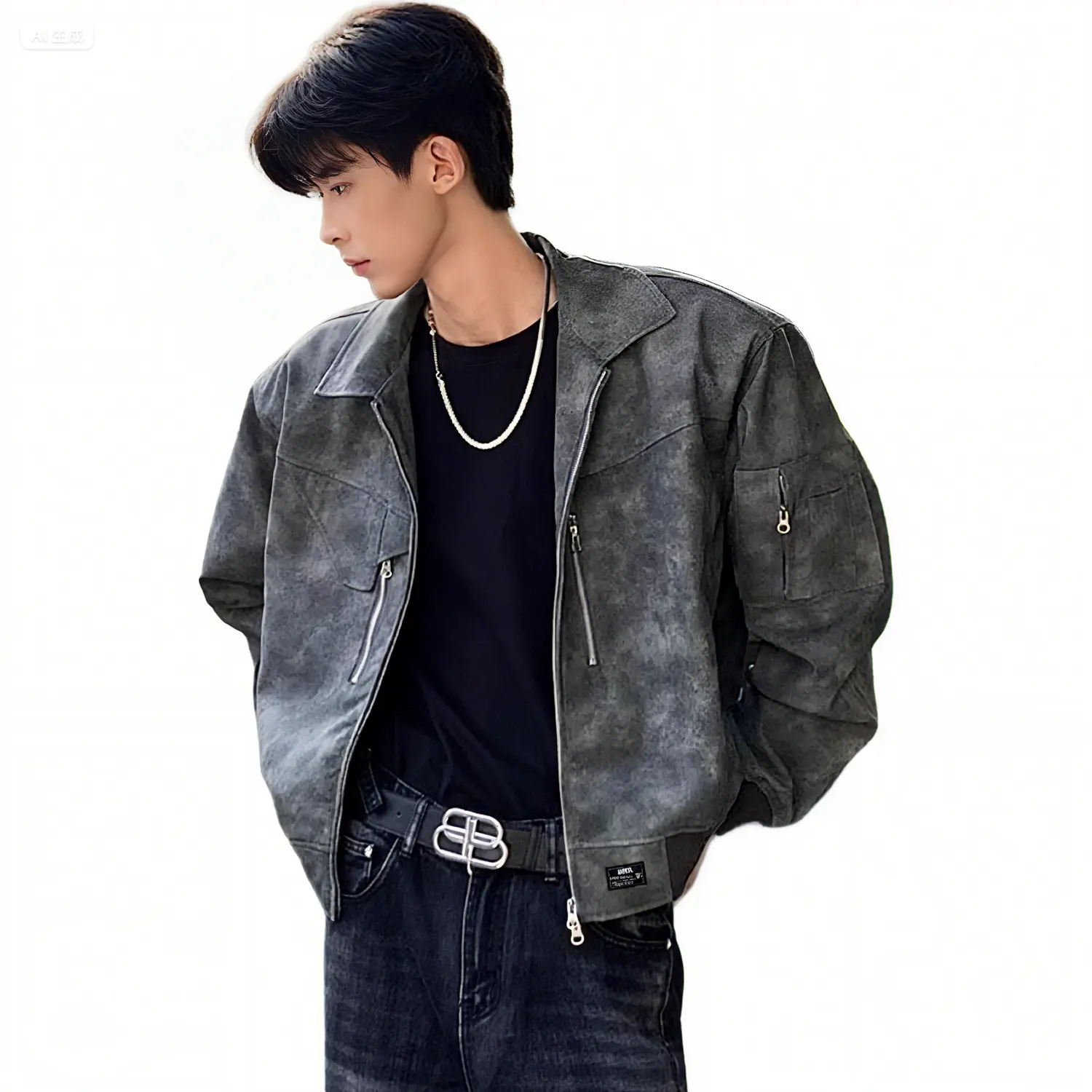 

ZIAREL Куртка Unisex Gray [Removable Logo] Lapel Moderate