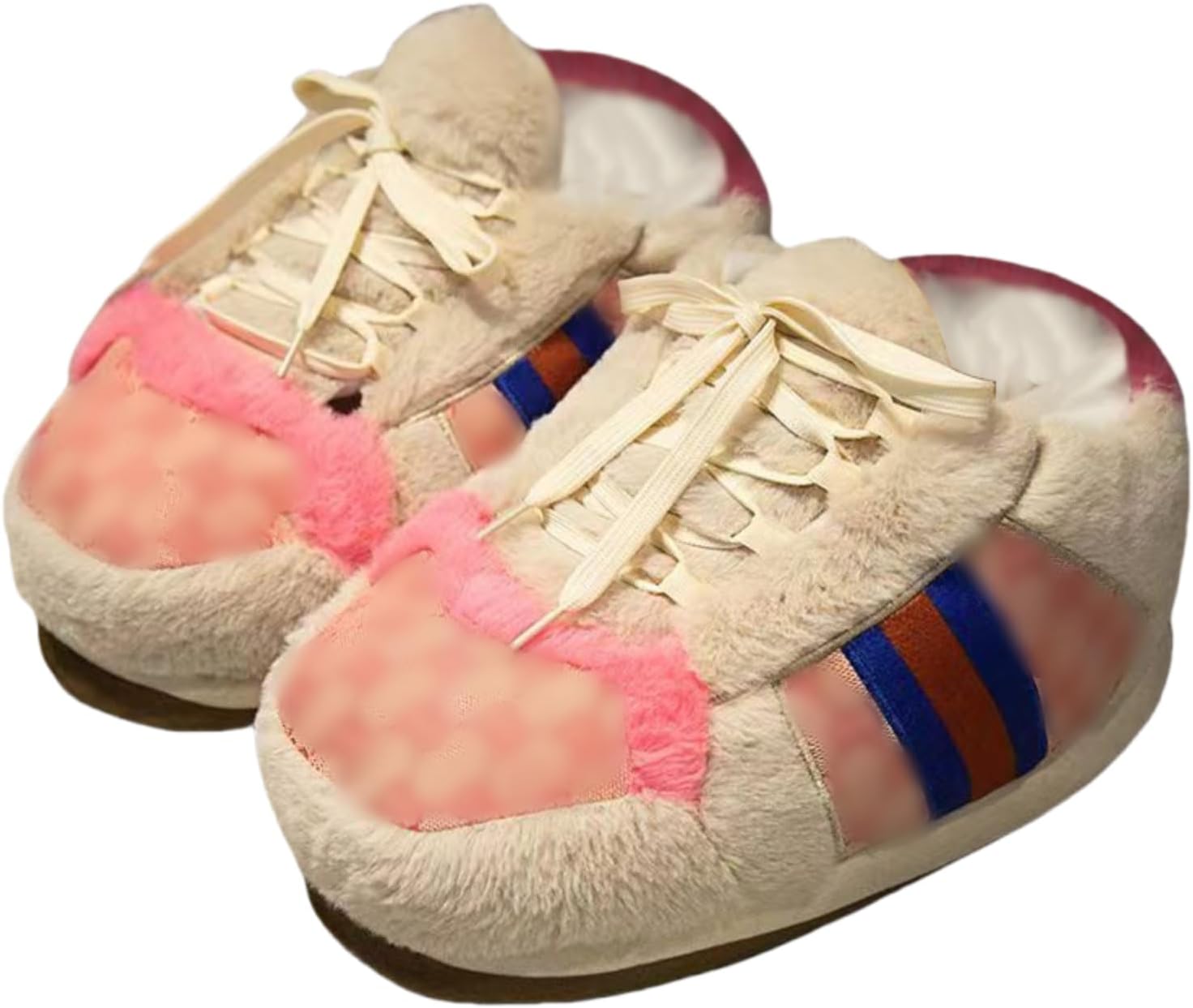 

Унисекс плюшевые тапочки-кроссовки, удобные теплые мягкие домашние тапочки, для дома и улицы, с нескользящей подошвой, пушистые домашние туфли - один размер подходит большинству Generic, розовый