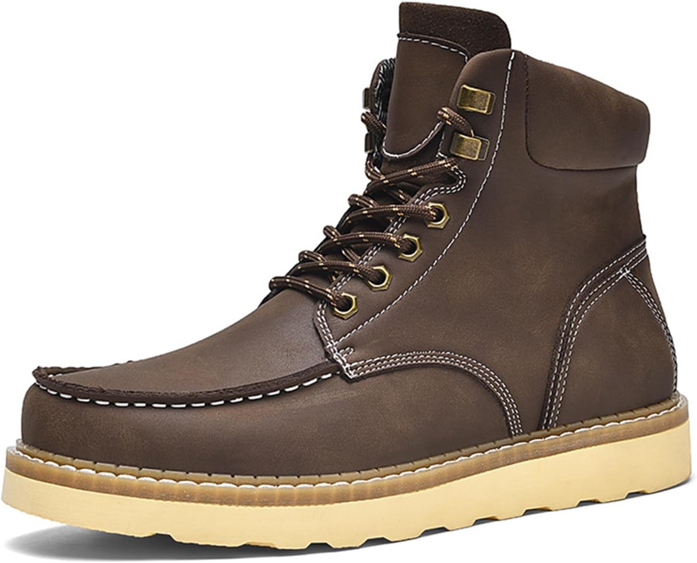 

Мужские ботинки Водонепроницаемые строительные ботинки Для улицы с противоскользящей подошвой Модные высокие кожаные туфли Generic, коричневый