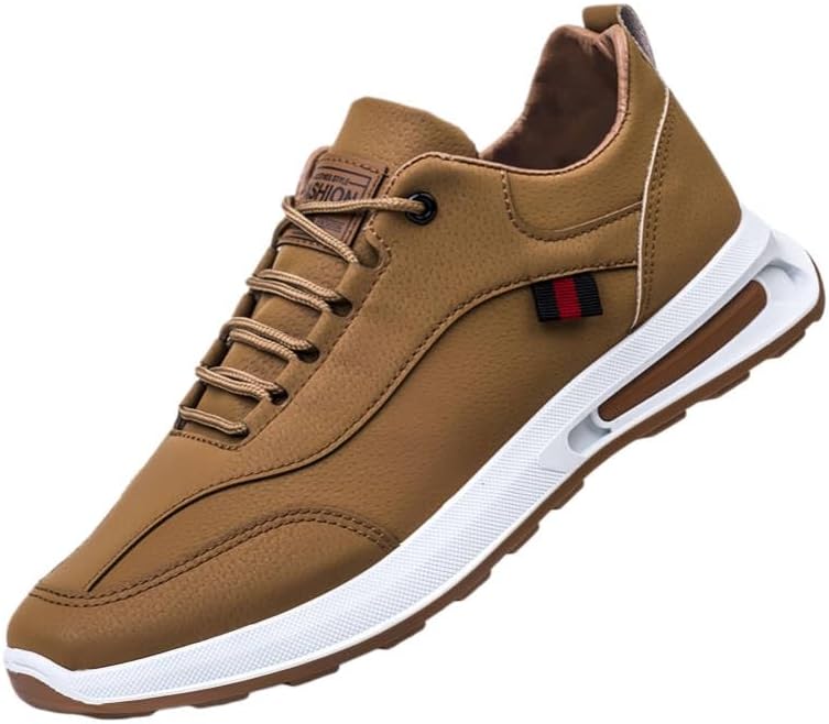 

Мужские и дышащие легкие кроссовки - верх из ткани и резиновая подошва, низкие повседневные спортивные туфли с амортизацией для улицы, тренажерного зала и повседневной носки Minlaidian, коричневый