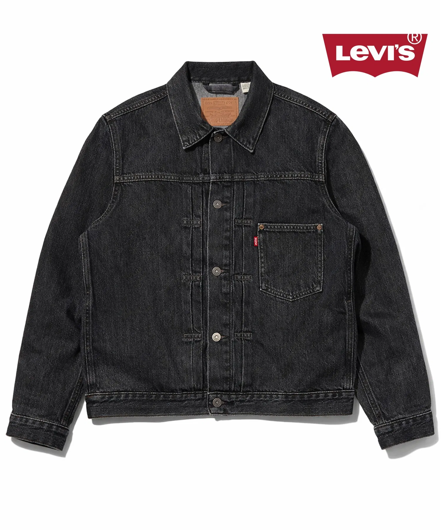 Джинсовая куртка Levi's TYPE I, черная, с эффектом потертости.