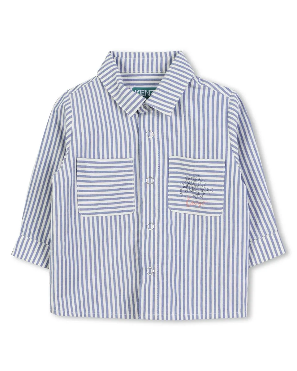 

Небесно-голубая хлопковая детская рубашка Kenzo Kids