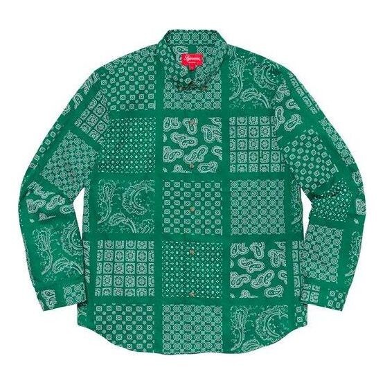 

Рубашка paisley grid shirt 'green white' Supreme, зеленый