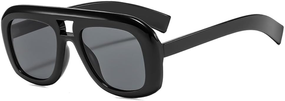 

Солнцезащитные очки в стиле ретро с двойной перемычкой, квадратной формы, модные градиентные линзы, защита от УФ-излучения UV400, трендовые солнцезащитные очки цвета шампанского HYYZZC, Black Grey