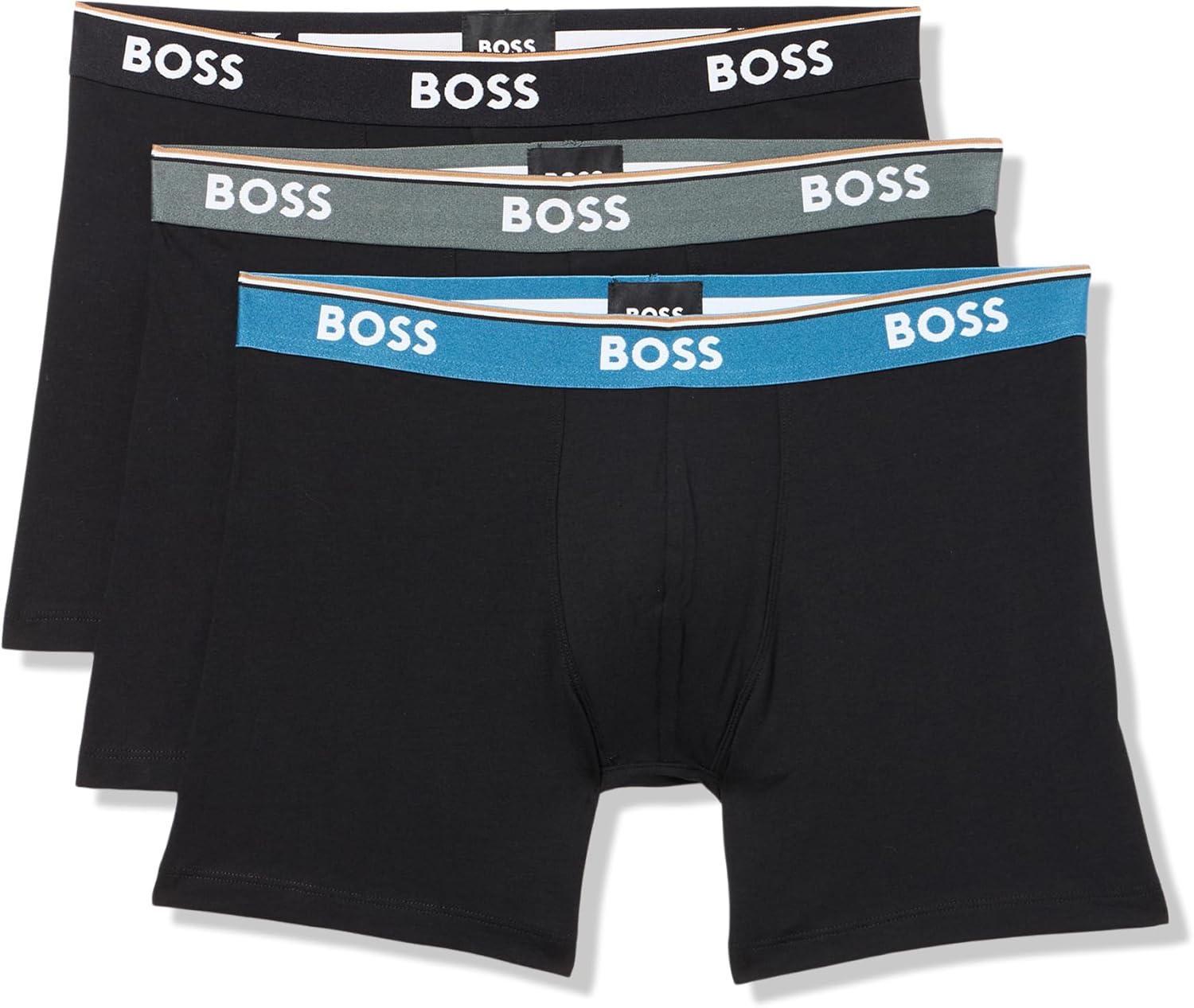 

BOSS мужские трусы-боксеры с ярким разноцветным логотипом, комплект из 3 шт., Pitch Black