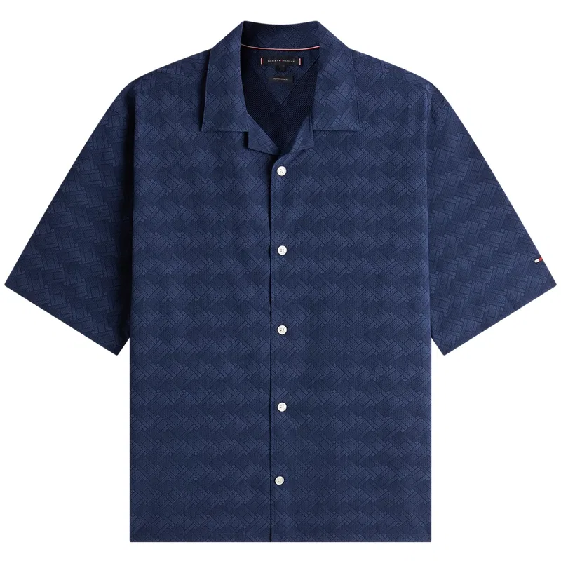Рубашка Tommy Hilfiger с кубинским воротником Marine Blue