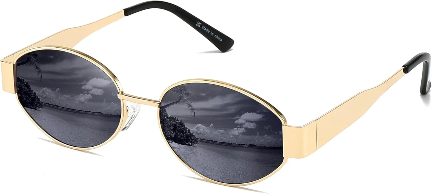 

Ретро-солнцезащитные очки овальной формы для женщин, модные солнцезащитные очки с защитой от УФ-излучения UV400, стильный аксессуар в подарок RayGaze, 1-gold/Grey