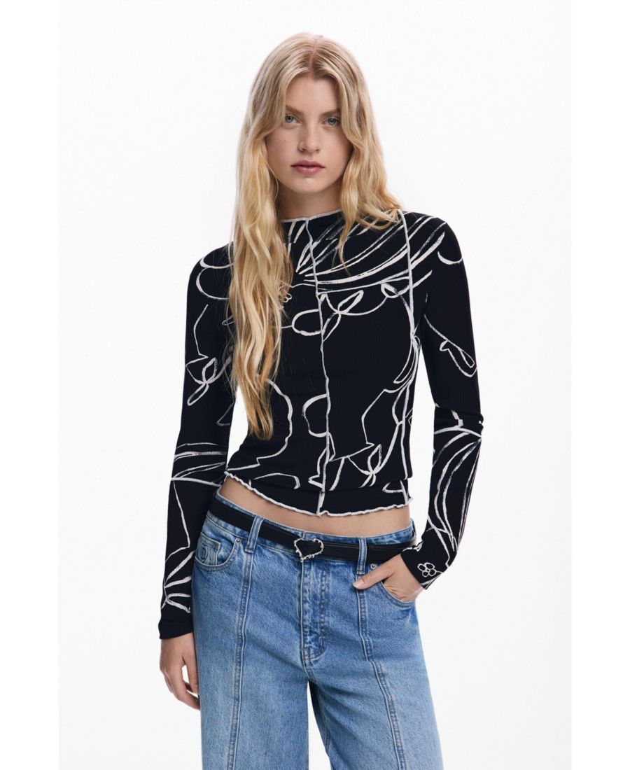 

Женская футболка с силуэтами вазы Desigual, Black