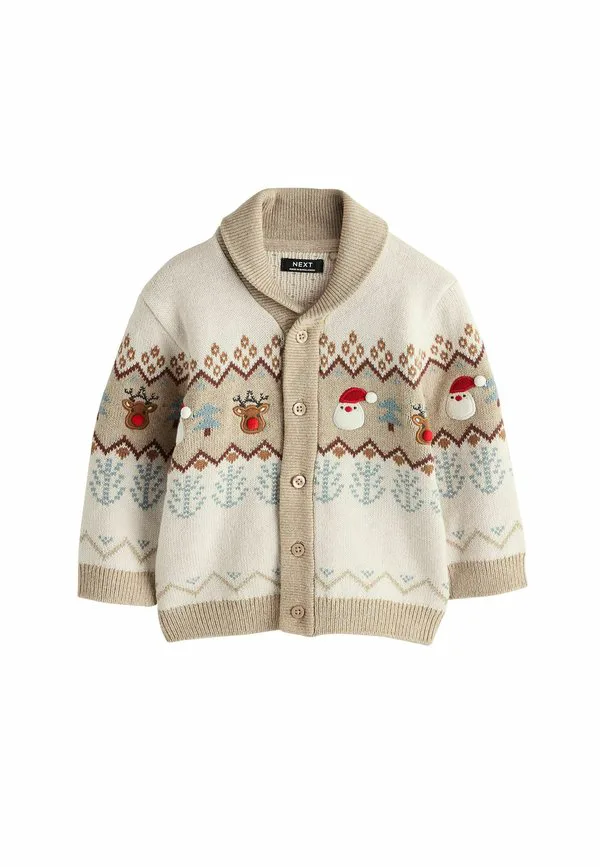 Рождественский кардиган стандартного кроя Next, Neutral Fairisle