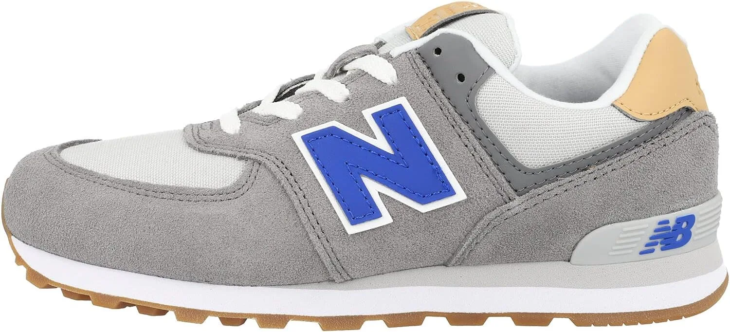 Детские замшевые кроссовки New Balance 574 серого цвета (Castlerock/Summer Fog) — фото 2