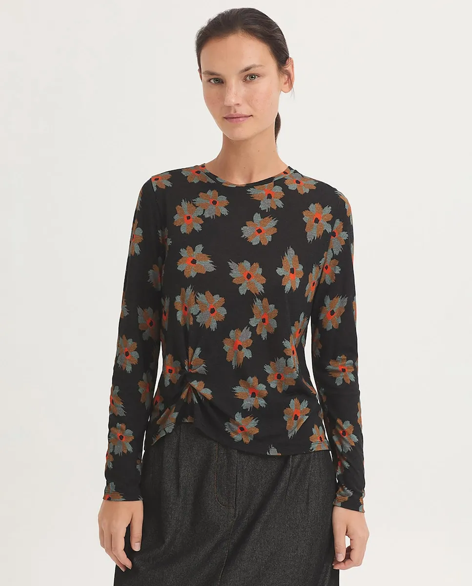 

Женская футболка с цветочным принтом Nice Things, черный