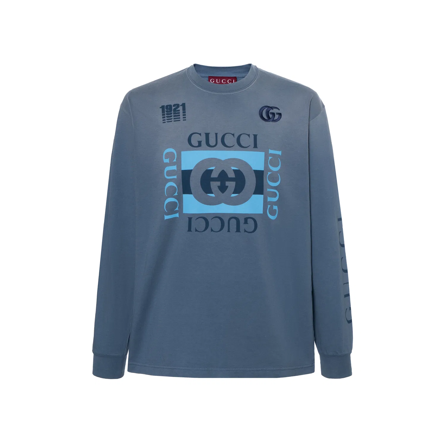 Футболка мужская GUCCI crew neck moderate, синяя