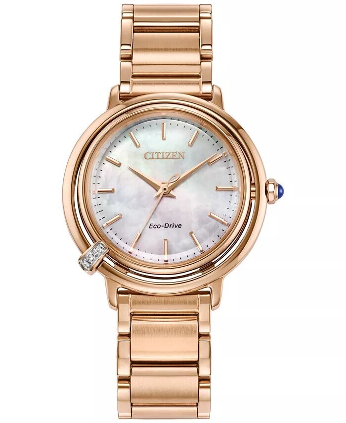 

Женские часы Eco-Drive L Arcly Diamond Accent из нержавеющей стали с браслетом цвета розового золота, 31 мм Citizen