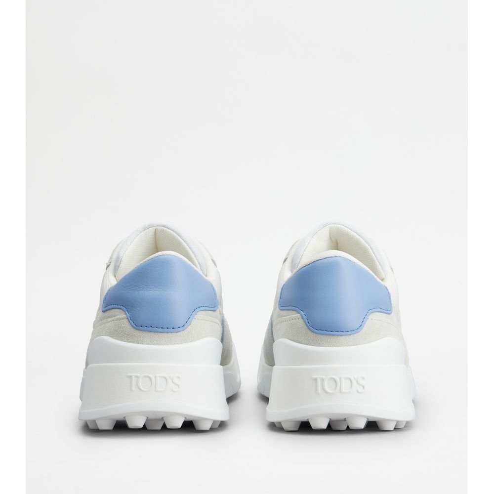 Тодс Кроссовки из замши и гладкой кожи TOD's, белый/синий — фото 3