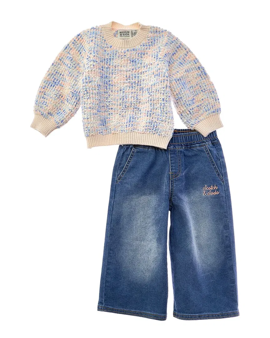 Комплект Scotch & Soda из двух предметов: свитер и джинсы, розовый