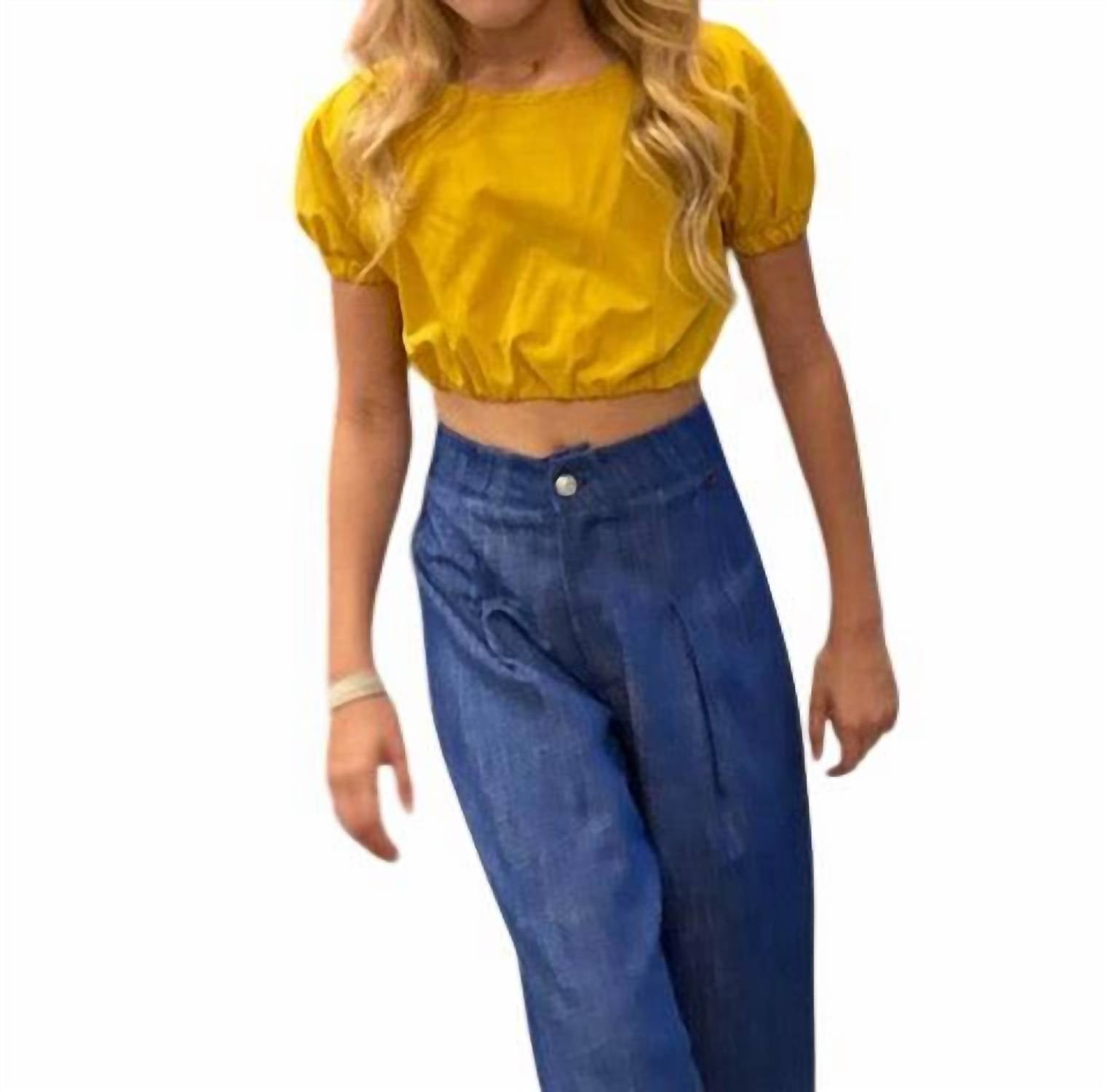 

Детский укороченный топ в горчичном цвете Dixie, Mustard