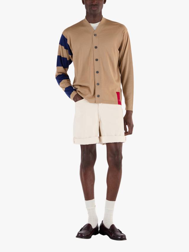 

Кардиган с рукавом в полоску из мериносовой шерсти John Smedley, Light Camel / Ink