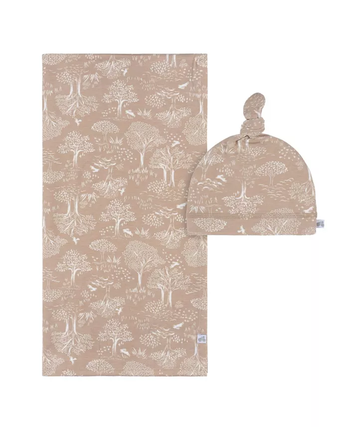 

Детский набор из 2 предметов: пеленка и шапочка, бежевая полоска, размер One Just Born