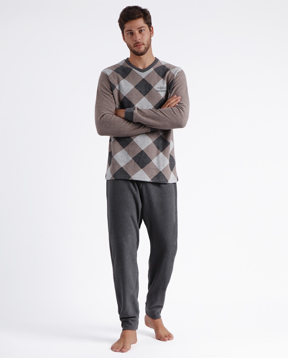 

Длинная коричневая трикотажная мужская пижама Admas, коричневый