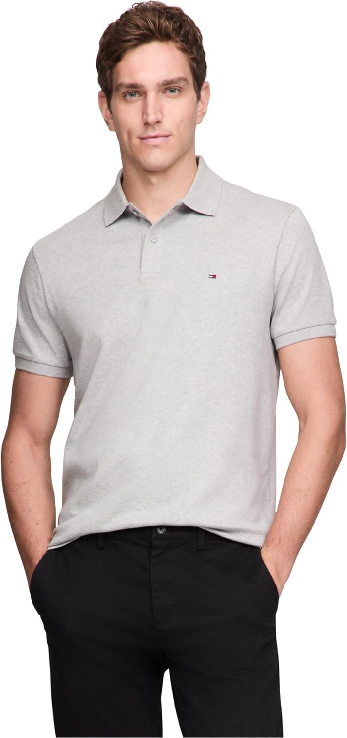 

Мужские поло Tommy Hilfiger с коротким рукавом, повседневные, классический крой, с жидким хлопком, Light Grey Heather, Серый, Мужские поло Tommy Hilfiger с коротким рукавом, повседневные, классический крой, с жидким хлопком, Light Grey Heather