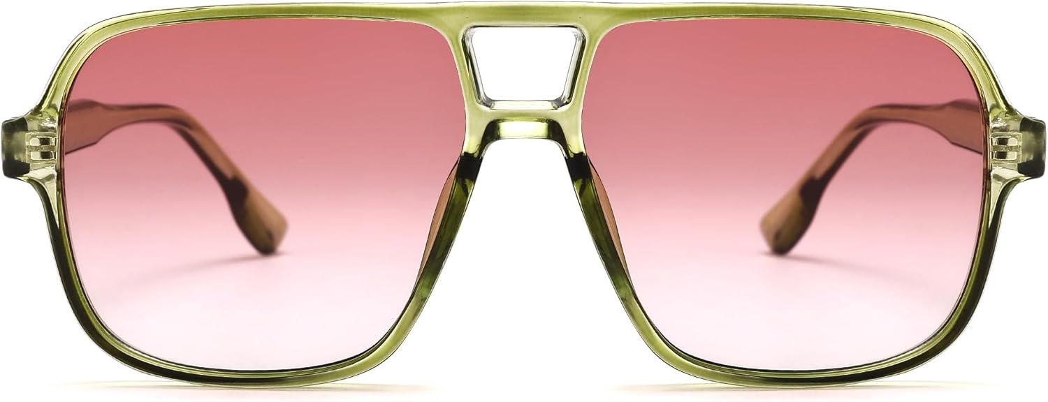 

Солнцезащитные очки Pro Acme Oversized Retro Aviator для женщин и мужчин, винтажные квадратные, в стиле 70-х, с защитой от УФ-излучения UV400, A6 Green Frame/Red Gradient Lens