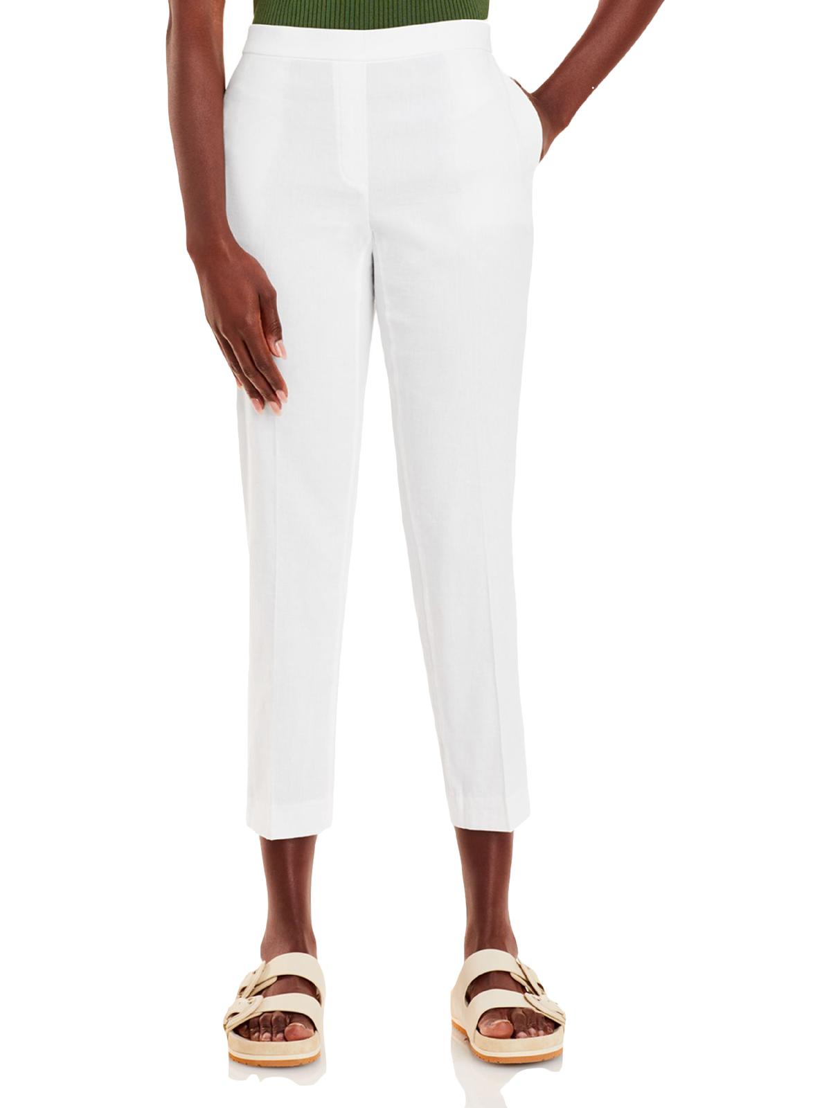 

Женские укороченные брюки Treeca из льняной смеси с высокой талией Theory, белый