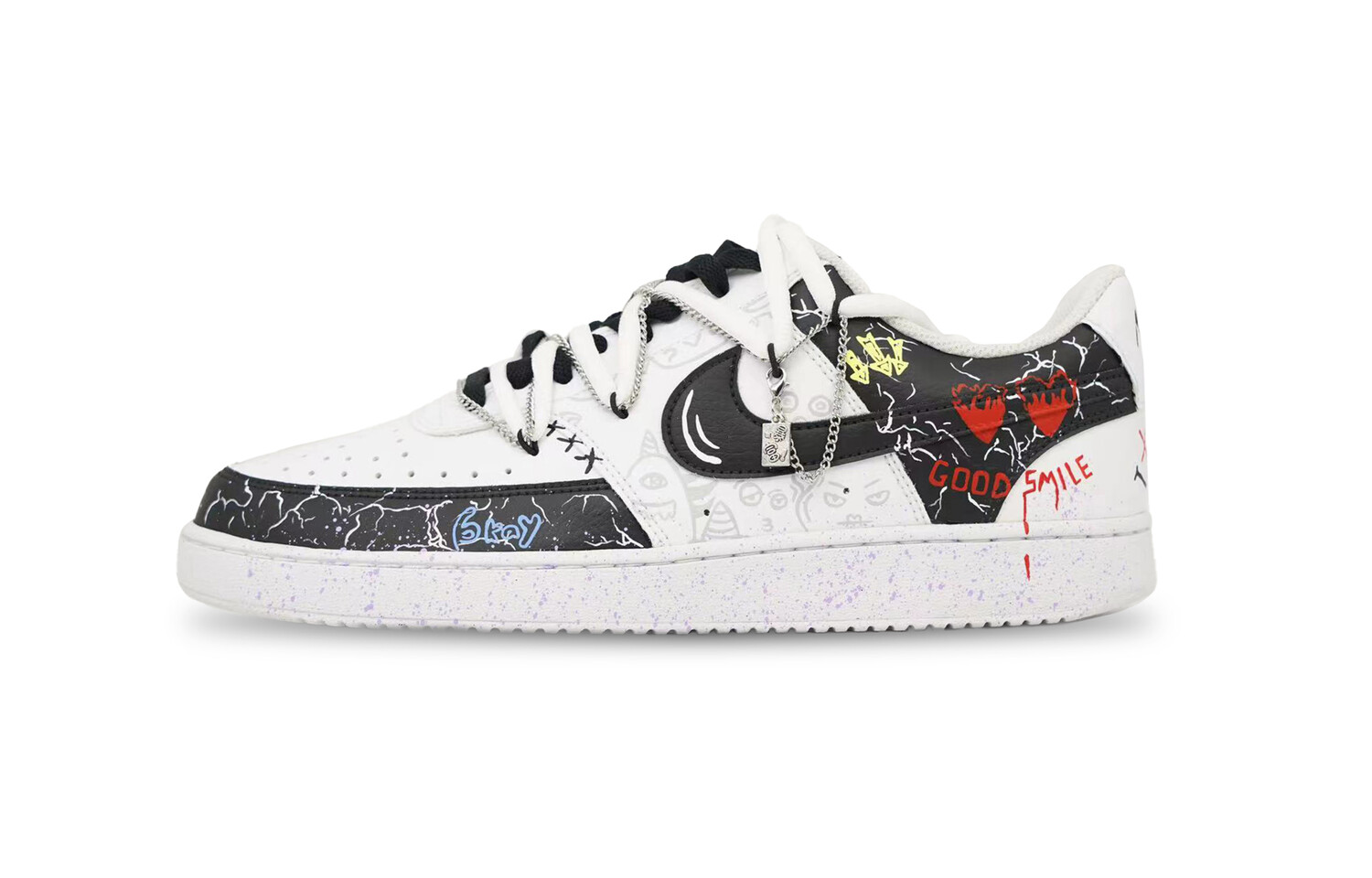 

Кроссовки Nike Court Vision 1 Skateboarding Shoes Men Low-top Blue, Red, Yellow, цвет Dazzling graffiti