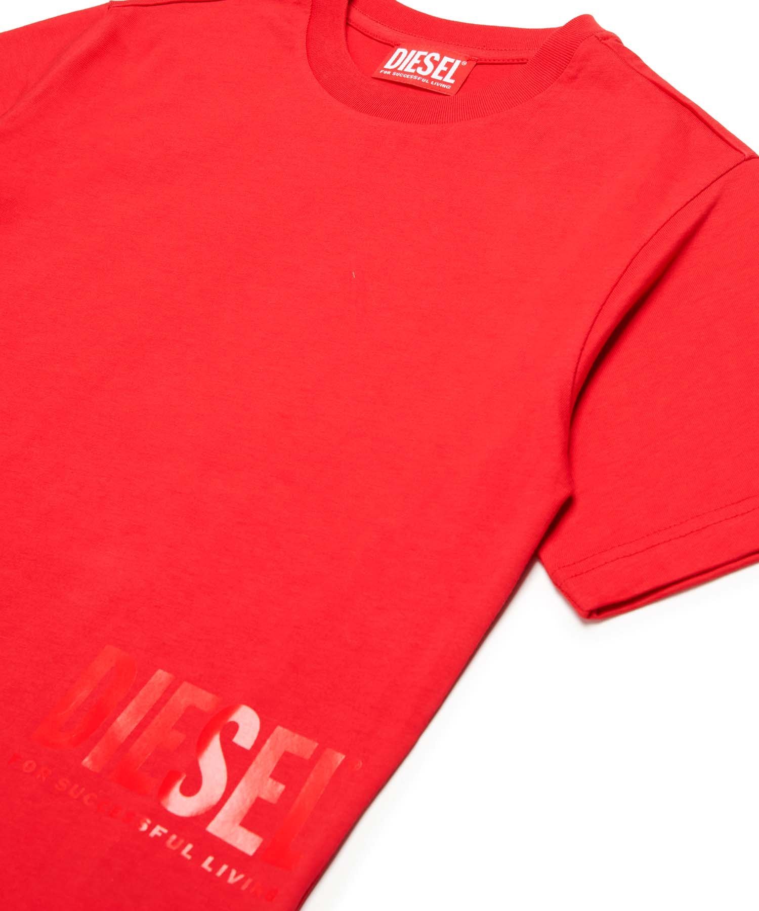 Детская футболка с коротким рукавом и одним логотипом бренда DIESEL, Red — фото 2