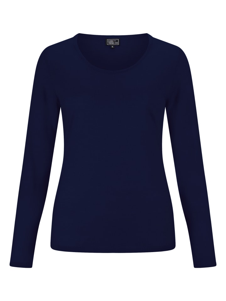 

Свитер с круглым вырезом темно-синего цвета CASH-MERE.CH