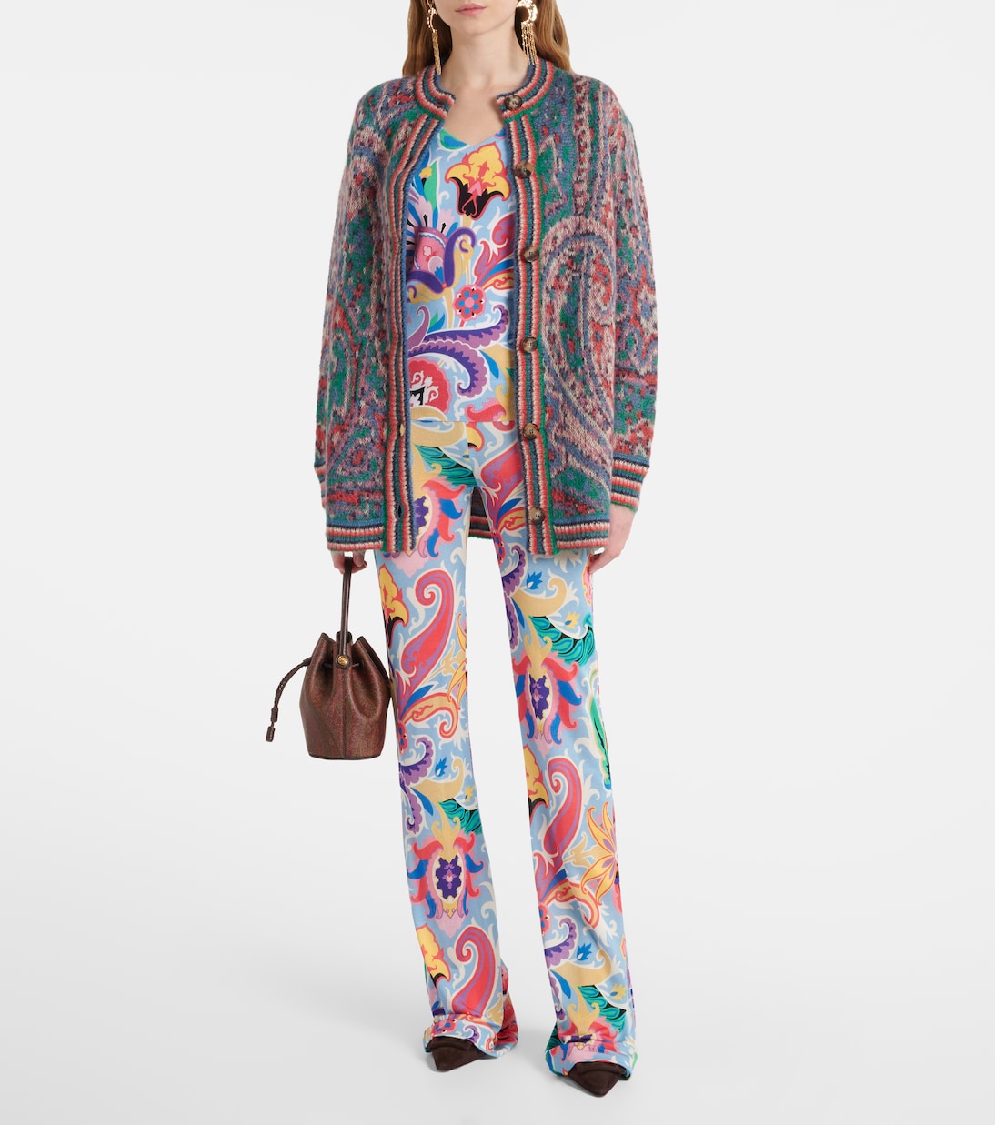 Расклешенные брюки с высокой талией и узором пейсли Etro, Multicoloured — фото 2