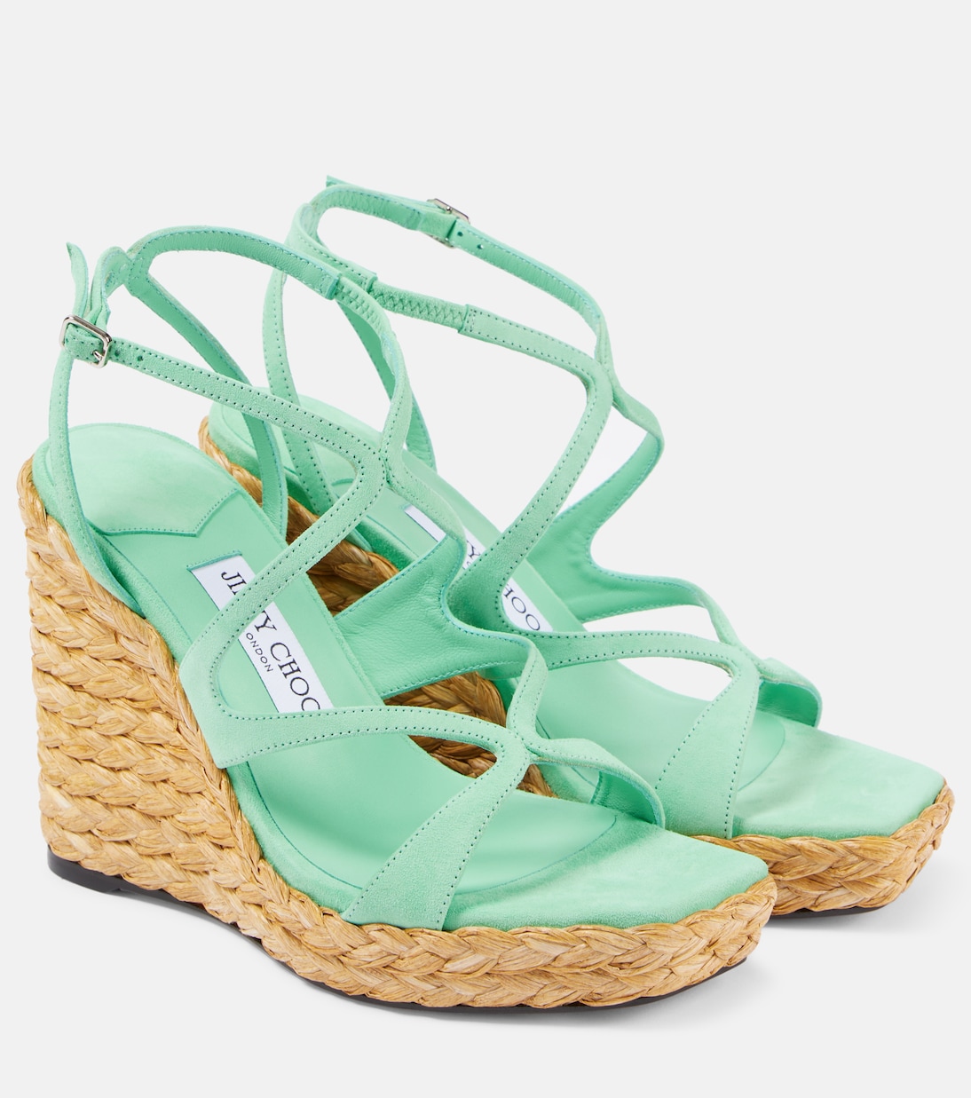 Замшевые эспадрильи Ayla 110 на танкетке Jimmy Choo, Aqua Green