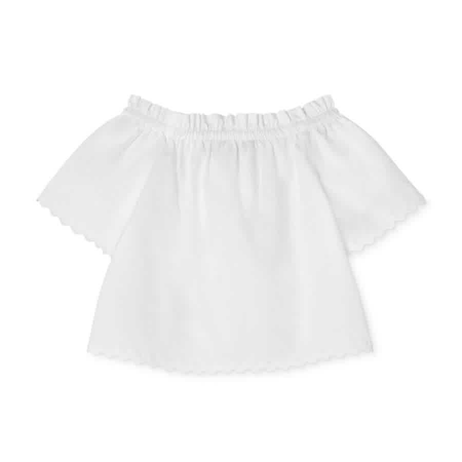 Молодежная Versace Kids Sangallo Вышитая Хлопковая Рубашка Young Versace, Bianco Lana — фото 2