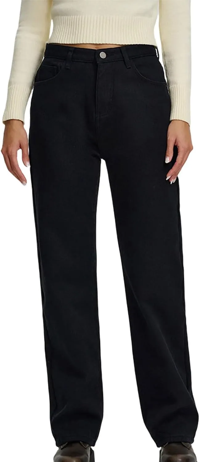 

Прямые джинсы NaRHbrg для женщин с высокой посадкой, эластичные и свободные